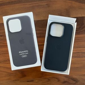 iPhone 14 Pro black leather case